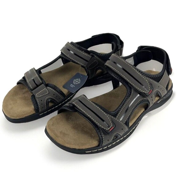 Men's Strap Sandals Brown Memory Foam Open toe Adjustable Beachwear Size 12 NEW - Picture 7 of 16